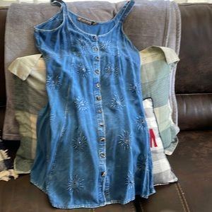 Short denim tank dress button down